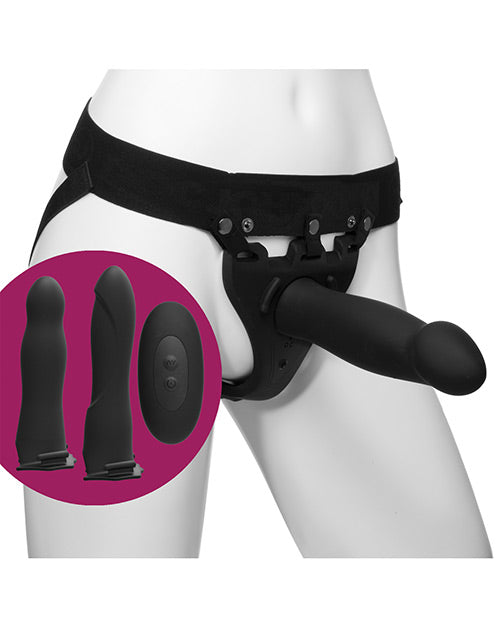 Body Extensions Be Naughty Vibrating 4 Piece Strap On Set - Black - Casual Toys