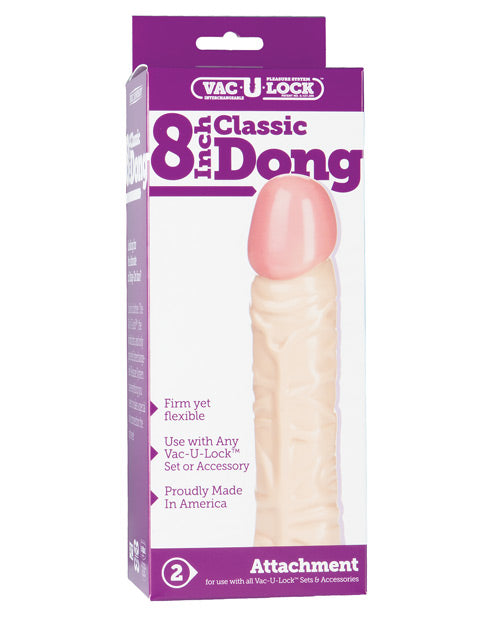 Vac-u-lock 8" Classic Dong - White - Casual Toys