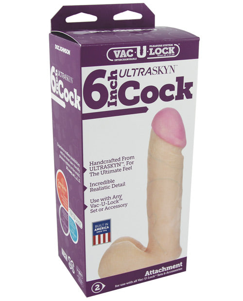Vac-u-lock 6" Ultraskyn Cock & Balls Attch. - White - Casual Toys