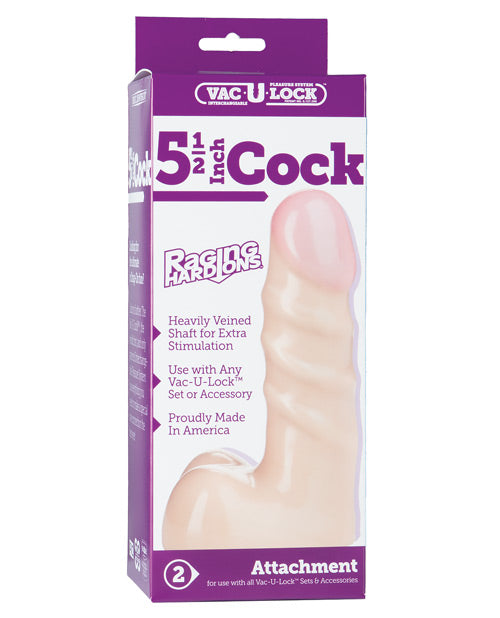 Vac-u-lock 5.5" Raging Hard On Realistic Cock - Flesh - Casual Toys