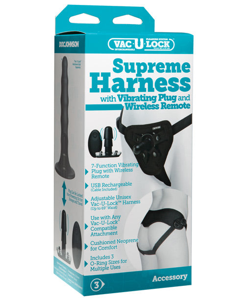 Vac-u-lock Supreme Harness W-vibrating Plug - Black - Casual Toys