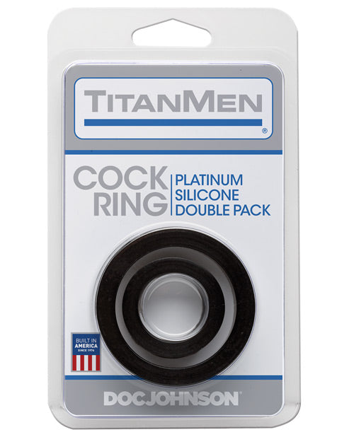 Titanmen Platinum Silicone Cock Ring - Black Pack Of 2 - Casual Toys