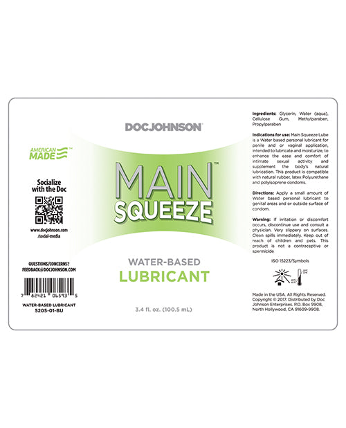 Main Squeeze Water-based Lubricant - 3.4 Oz - Casual Toys