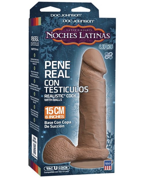 Noches Latinas Ultraskyn Pene Real Con Testiculos 6 " - Caramel - Casual Toys