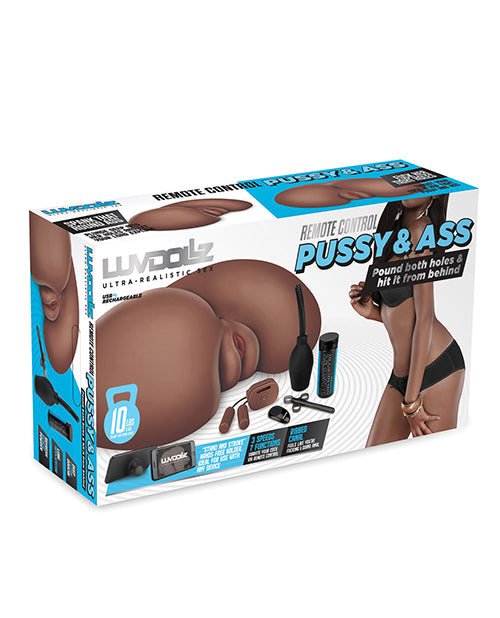Luvdolz Remote Control Rechargeable Pussy & Ass W-douche - Mocha - Casual Toys