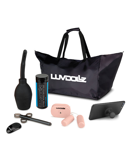 Luvdolz Remote Control Rechargeable Spread Eagle Pussy & Ass W-douche - Ivory - Casual Toys