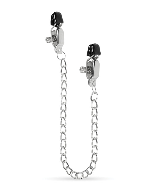 Easy Toys Big Nipple Clamps W-chain - Silver - Casual Toys