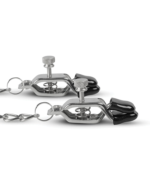 Easy Toys Big Nipple Clamps W-chain - Silver - Casual Toys