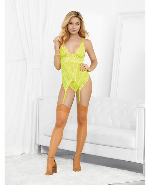 Neons Bustier W/nude Hose & G-string Neon Lime - Casual Toys