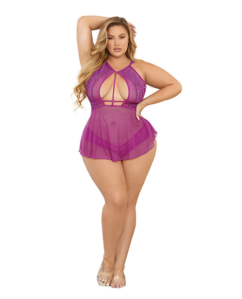Sheer Shorty Babydoll Wild Orchid - Casual Toys