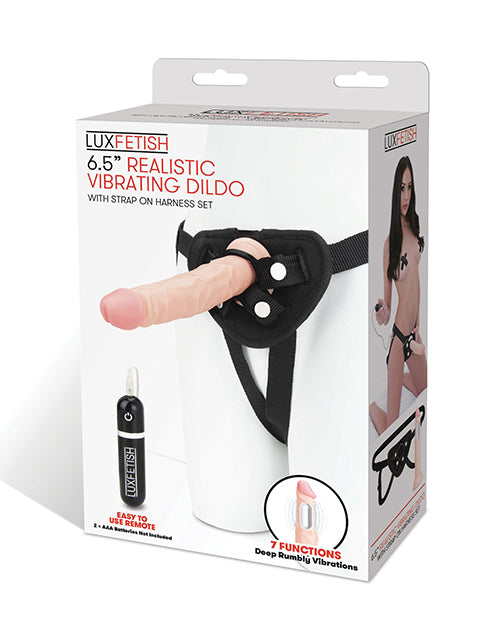Lux Fetish 6.5" Realistic Vibrating Dildo W-strap On Harness Set - Casual Toys