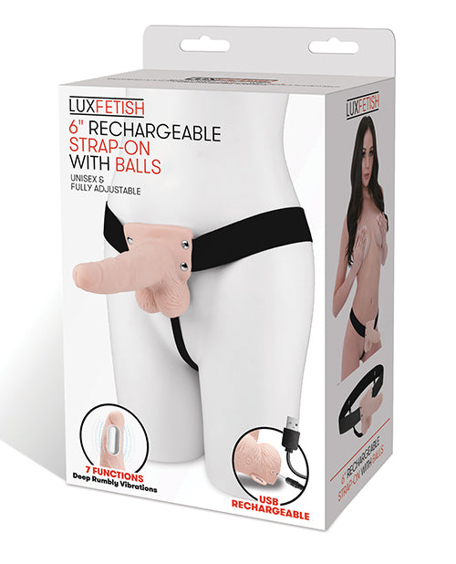 Lux Fetish 6" Rechargeable Strap On W/balls - Casual Toys