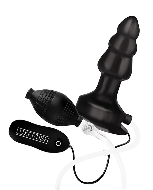 Lux Fetish 4" Inflatable Vibrating Butt Plug W-suction Base - Black - Casual Toys