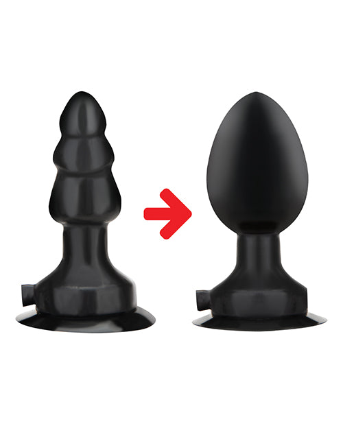 Lux Fetish 4" Inflatable Vibrating Butt Plug W-suction Base - Black - Casual Toys