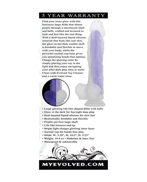 Evolved Luminous Dildo Stud Non Vibrating - Purple - Casual Toys