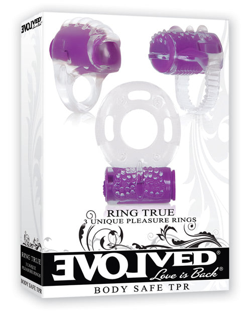 Evolved Ring True Unique Pleasure Rings Kit - 3 Pack Clear-purple - Casual Toys