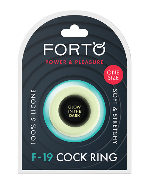 Forto F-19 Two Tone Liquid Silicone Cock Ring - Black-glow In The Dark - Casual Toys