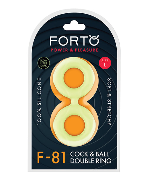 Forto F-81 51mm Double Ring Liquid Silicone Cock Ring - Glow In The Dark - Casual Toys