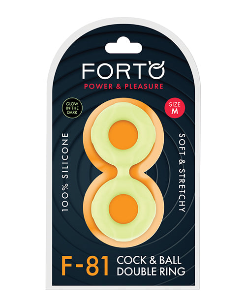 Forto F-81 47mm Double Ring Liquid Silicone Cock Ring - Glow In The Dark - Casual Toys