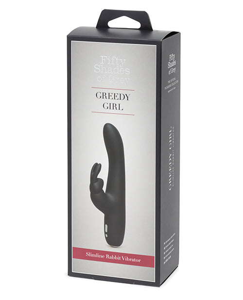 Fifty Shades Of Grey Greedy Girl Rechargeable Slimline Rabbit Vibrator - Black - Casual Toys