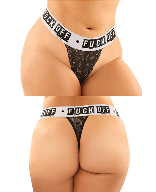 Vibes Buddy Fuck Off Lace Boy Brief & Lace Thong Black Qn - Casual Toys