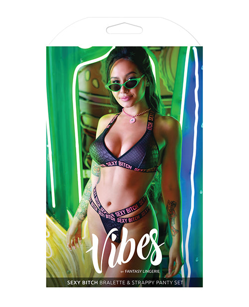 Vibes Sexy Bitch Bralette & Strappy Panty - Casual Toys