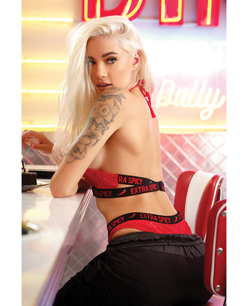 Vibes Extra Spicy Halter Bralette & Cheeky Panty Chili Red M-l - Casual Toys
