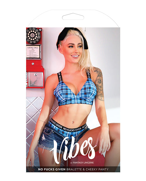 Vibes No Fuck Given Bralette & Cheeky Panty Monday Blue - Casual Toys
