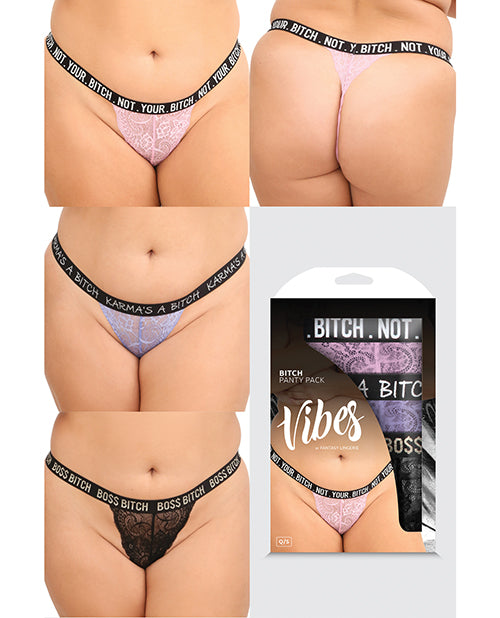 Vibes Bitch 3 Pack Lace Panty Assorted Colors Qn - Casual Toys