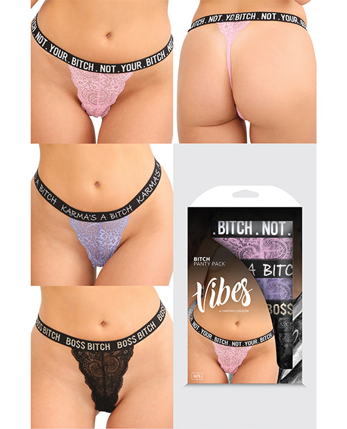 Vibes Bitch 3 Pack Lace Panty Assorted Colors O-s - Casual Toys
