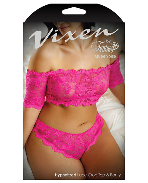 Vixen Hypnotized Lace Crop & Panty Ultra Pink - Casual Toys