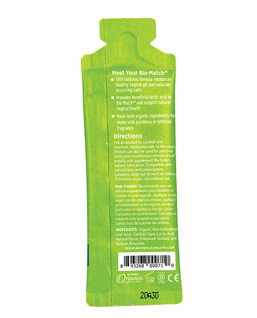 Good Clean Love Bio Match Restore Moisturizing Personal Lubricant - 5 Ml Foil - Casual Toys