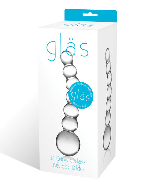 Glas 5" Curved Glass Beaded Dildo - Casual Toys