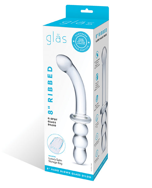 Glas 8" Ribbed G-spot Glass Dildo - Casual Toys