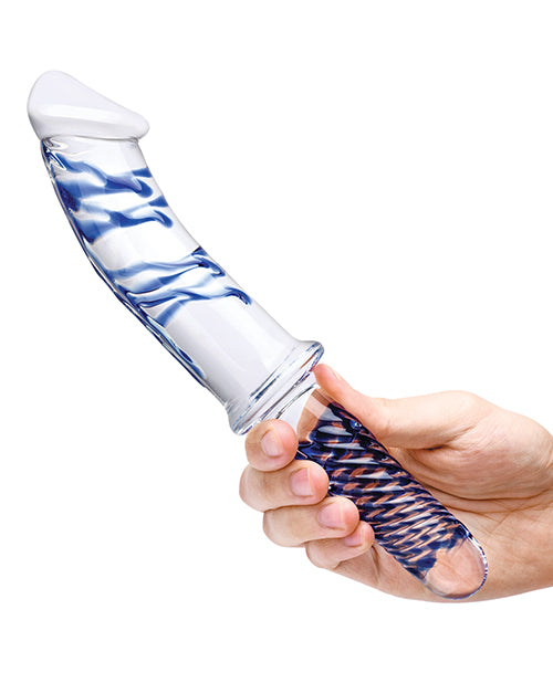 Glas 11" Realistic Double Ended Glass Dildo W-handle - Blue - Casual Toys