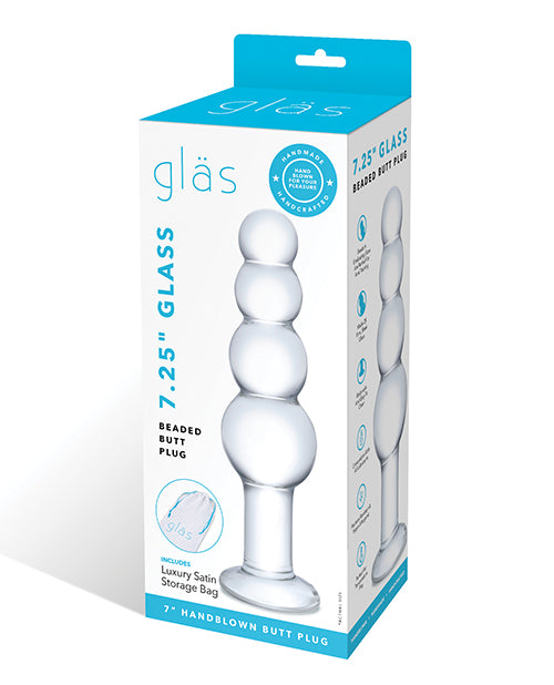 Glas 7.25" Glass Beaded Butt Plug - Clear - Casual Toys