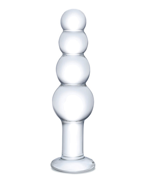 Glas 7.25" Glass Beaded Butt Plug - Clear - Casual Toys
