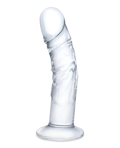 Glas 7" Realistic Curved Glass Dildo W-veins - Clear - Casual Toys
