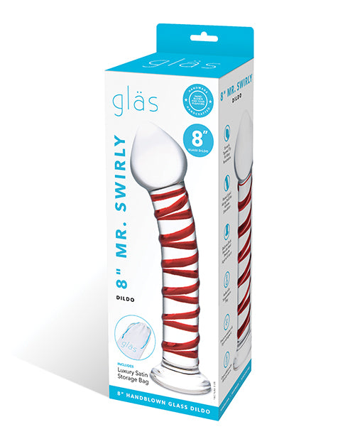 Glas 8" Mr. Swirly Glass Dildo - Red - Casual Toys