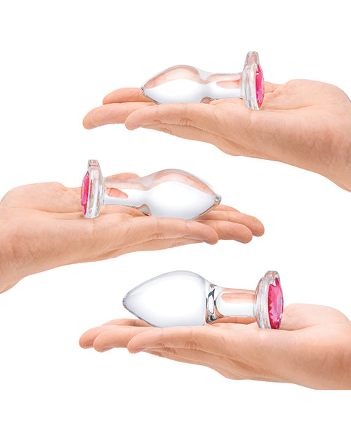 Glas 3 Pc Heart Jewel Glass Anal Training Kit