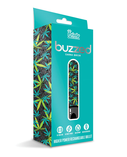 Buzzed 3.5" Rechargeable Bullet - Canna Queen Black - Casual Toys