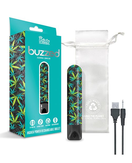 Buzzed 3.5" Rechargeable Bullet - Canna Queen Black - Casual Toys