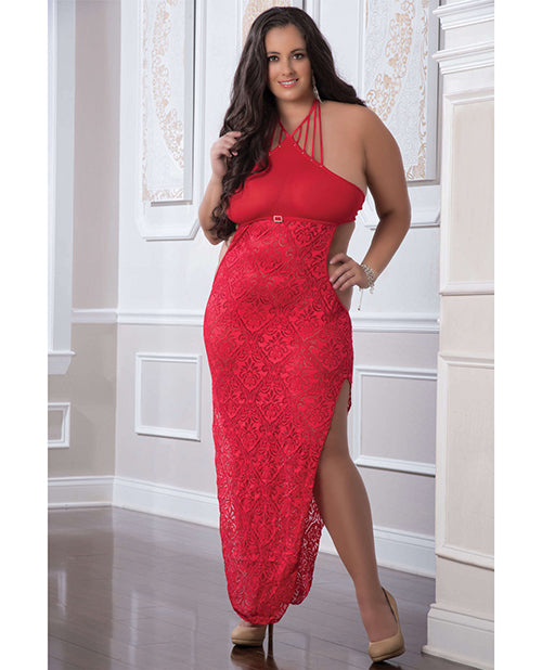 Shoulder Baring Laced Night Dress Red Qn - Casual Toys