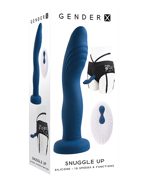 Gender X Snuggle Up Dual Motor Strap On Vibe W-harness - Blue - Casual Toys