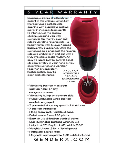 Gender X Body Kisses Vibrating Suction Massager - Red-black - Casual Toys