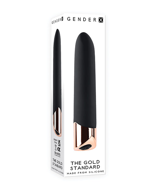 Gender X The Gold Standard Rechargeable Silicone Bullet - Black-rose Gold