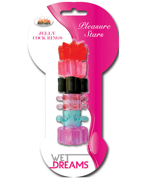 Wet Dreams Pleasure Stars Jelly Cock Rings (6 Pack) - Casual Toys