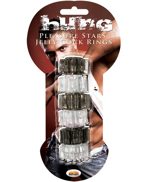 Hung Pleasure Stars Jelly Cock Rings - Black-clear - Casual Toys