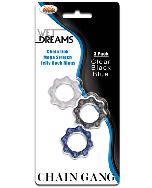 Wet Dreams Chain Gang Cock Rings - Asst. Pack Of 3 - Casual Toys
