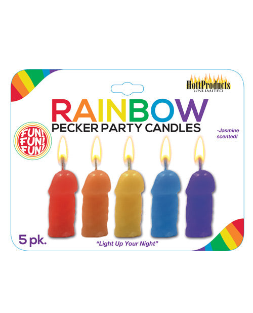 Rainbow Pecker Party Candles - Asst. Colors Pack Of 5 - Casual Toys